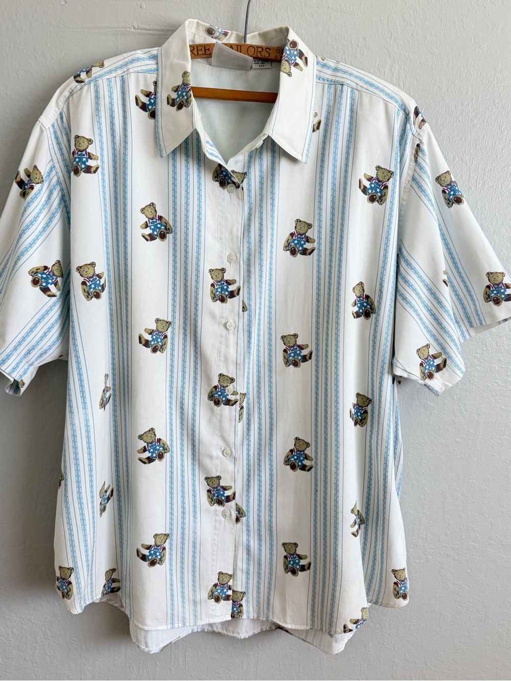 VTG Bill Blass Teddy Bear Novelty Button Up Shirt Women 1X